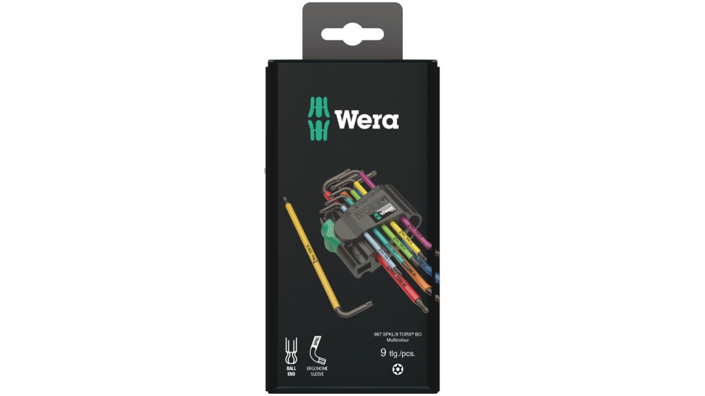 Wera Torx kulcskészlet, 9 darabos T8 x 76 mm, T9 x 79 mm, T10 x 85 mm, T15 x 90 mm, T20 x 96 mm, T25 x 104 mm, T27 x