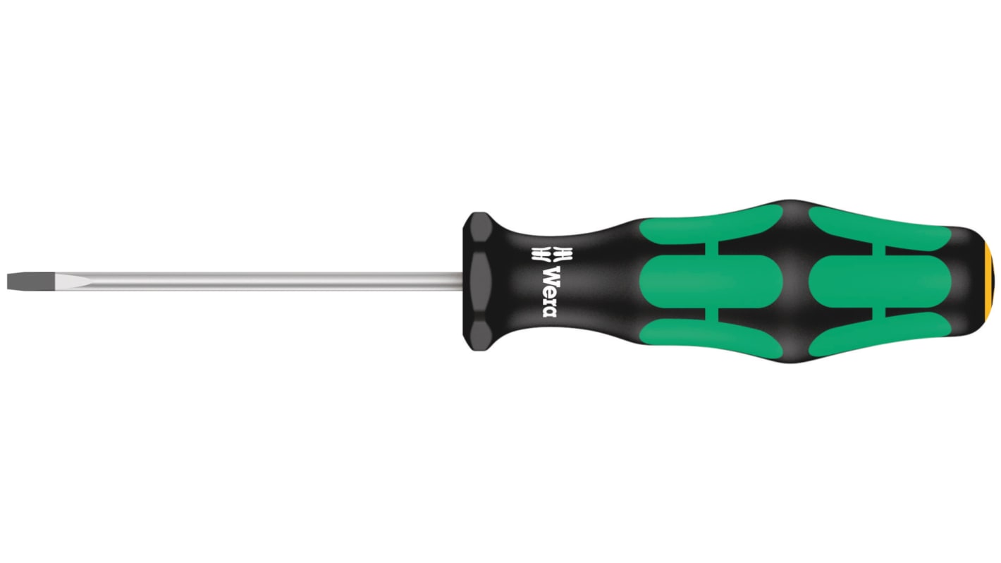 Wera Slotted Screwdriver, 2 mm Tip, 60 mm Blade, 130 mm Overall