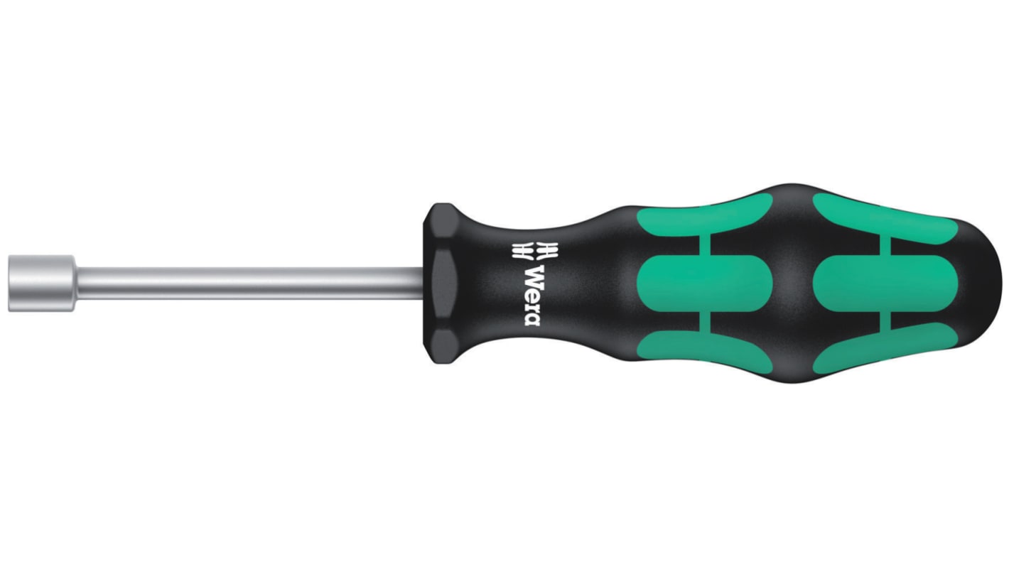 05029502001 Wera Hexagon Nut Driver, 1/4 in Tip, 70 mm Blade, 168 mm