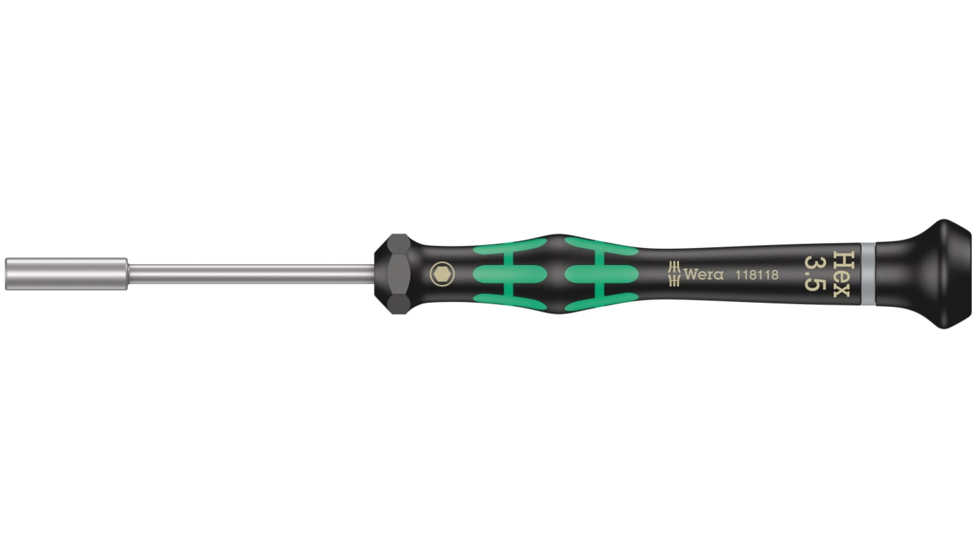 Wera Hexagon Nut Driver, 3.5 mm Tip, 60 mm Blade, 157 mm Overall