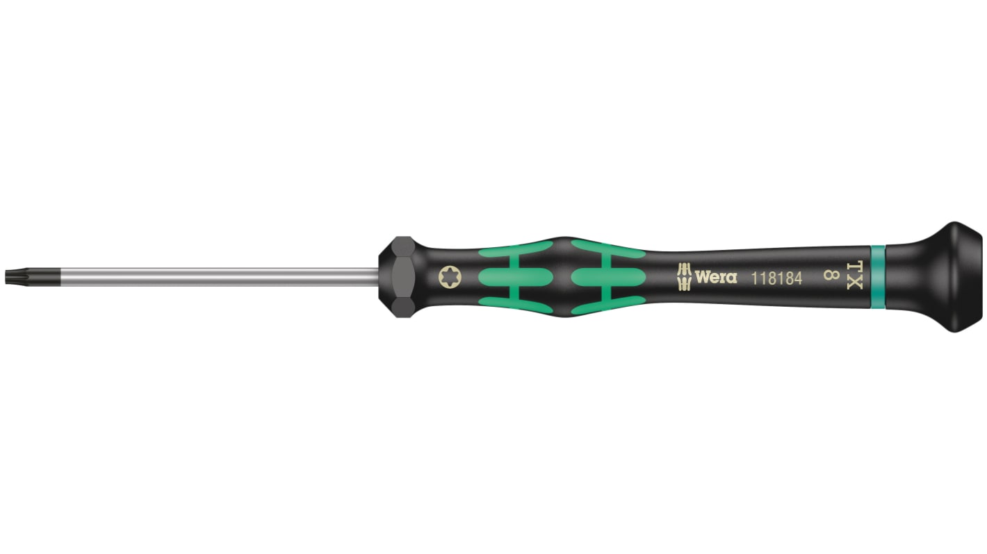 Destornillador de precisión Wera, tipo Destornillador de precisión, punta Torx T8, hoja de 60 mm