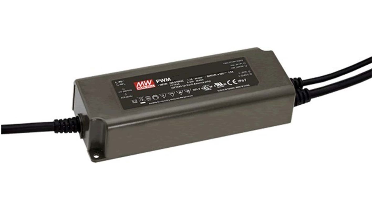 Driver LED tensión constante MEAN WELL PWM-40 de salidas, IN: 127 → 431 V dc, 90 → 305 V ac, OUT: 36V,