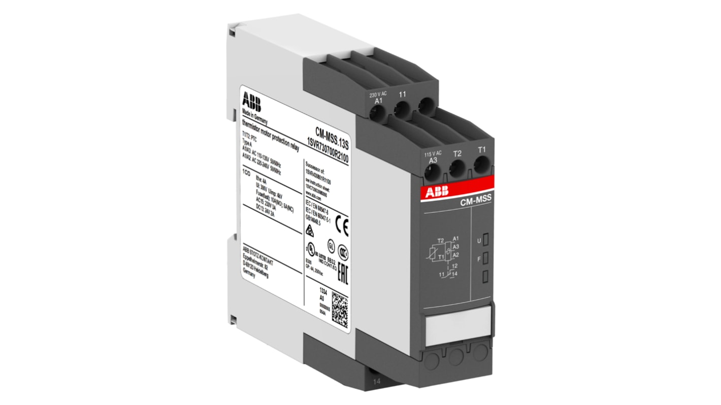 Relé de supervisión de Temperatura ABB serie CM-MSS, SPDT, 1 fase, para carril DIN