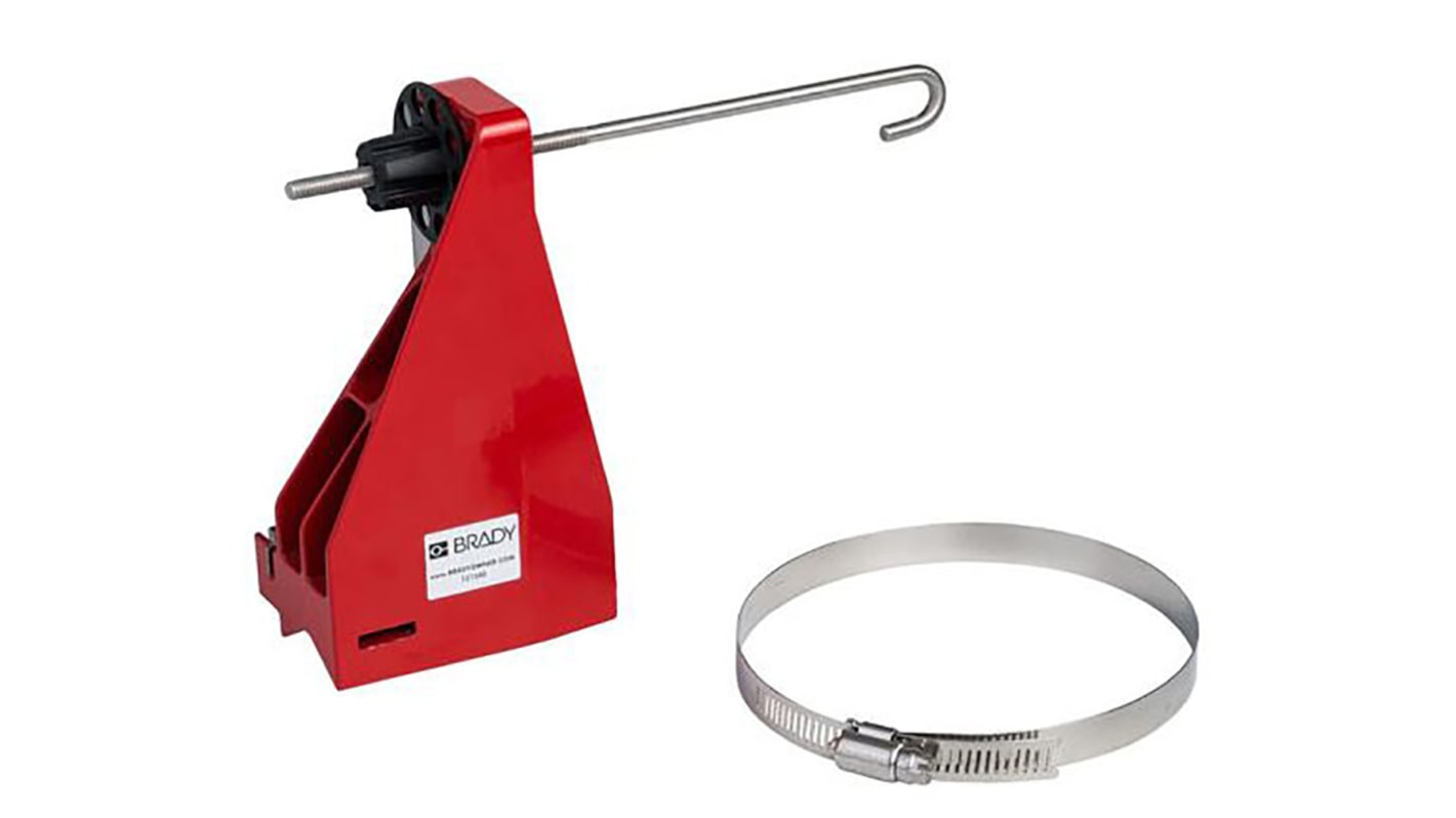 Brady Red Steel Ball Valve Lockout, 101.6mm Attachment