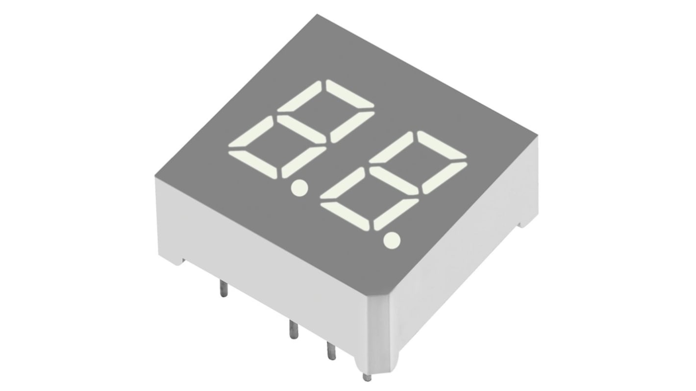 DC03-11SURKWA Kingbright 2 Digit 7-Segment LED Display, CC Red 47 mcd RH DP 7.6mm