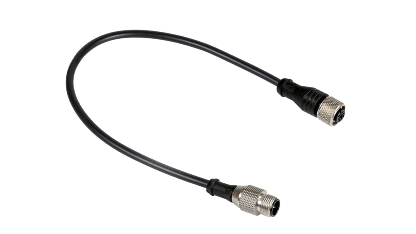 RS PRO 3 leder M12 til M12 Sensor/aktuatorkabel, 2m kabel