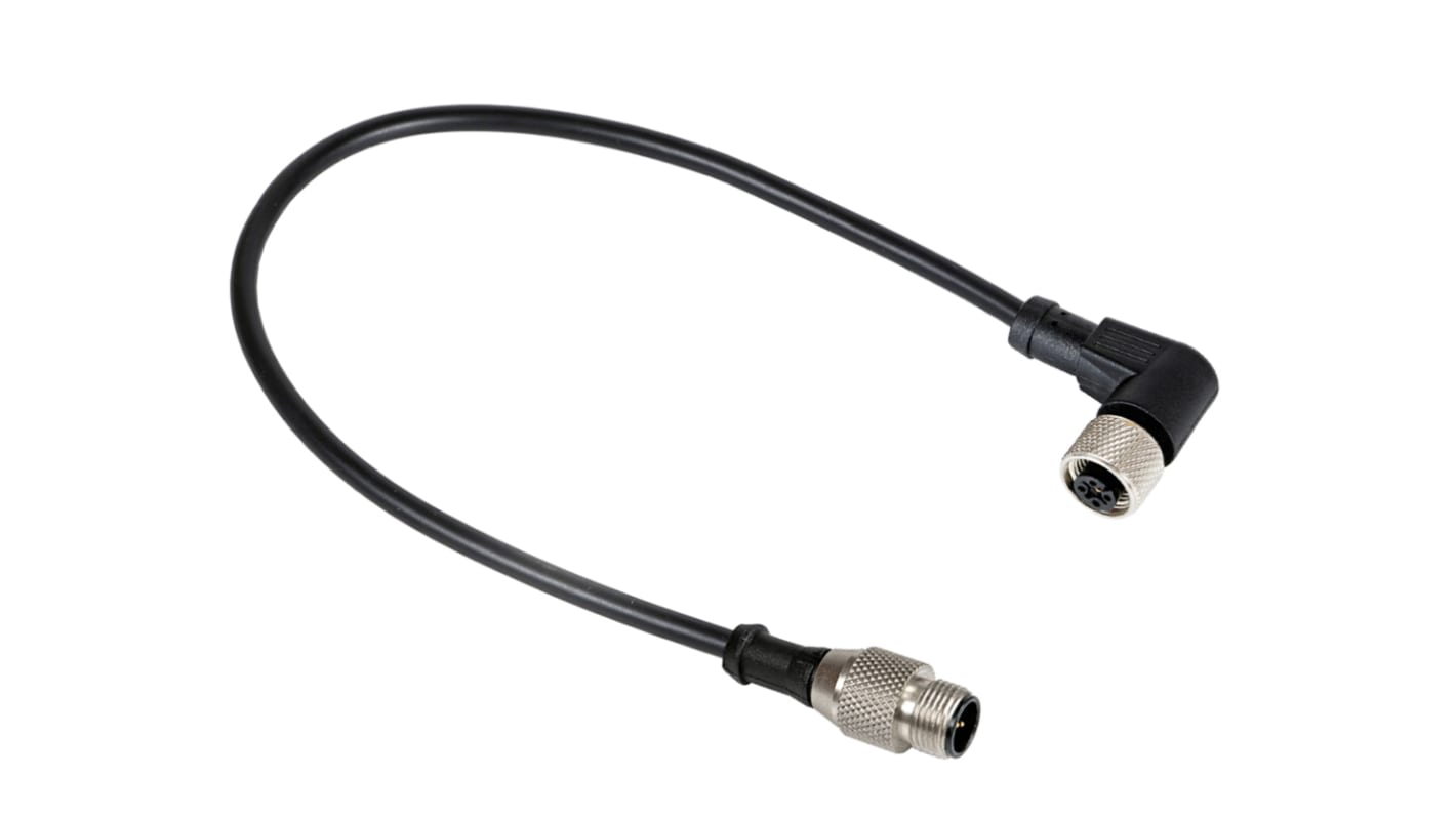 RS PRO 3 leder M12 til M12 Sensor/aktuatorkabel, 2m kabel