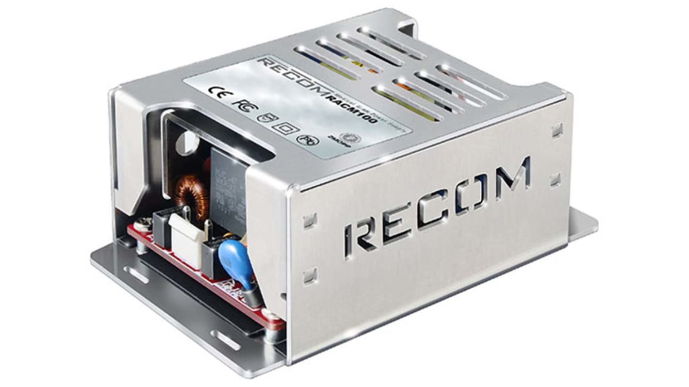 Recom Switching Power Supply, RACM100-24S, 24V dc, 4.17A, 100W, 1 Output, 85 → 264V ac Input Voltage