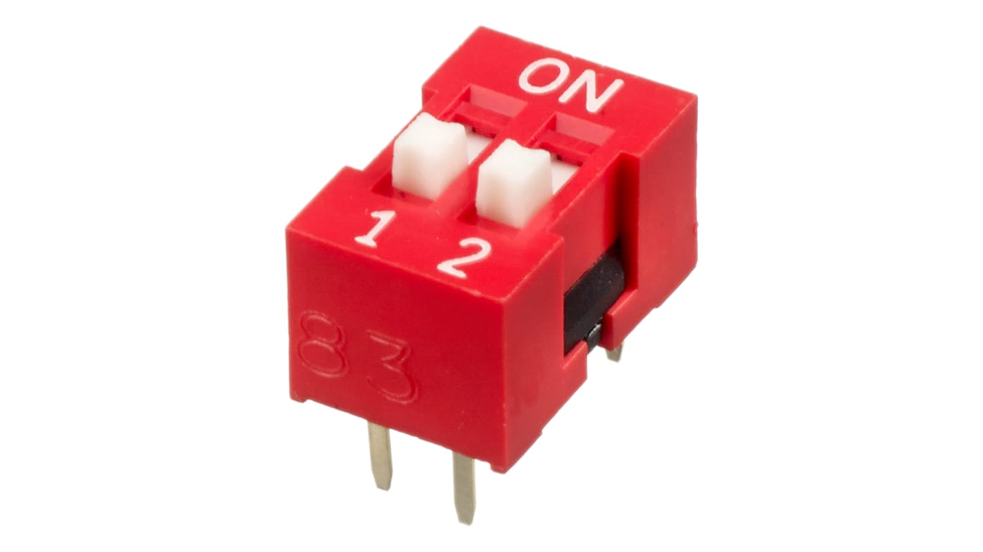 DIP switch, 1-polet, Hulmontering, Forhøjet 25 mA, 2-vejs, -40 → +85°C