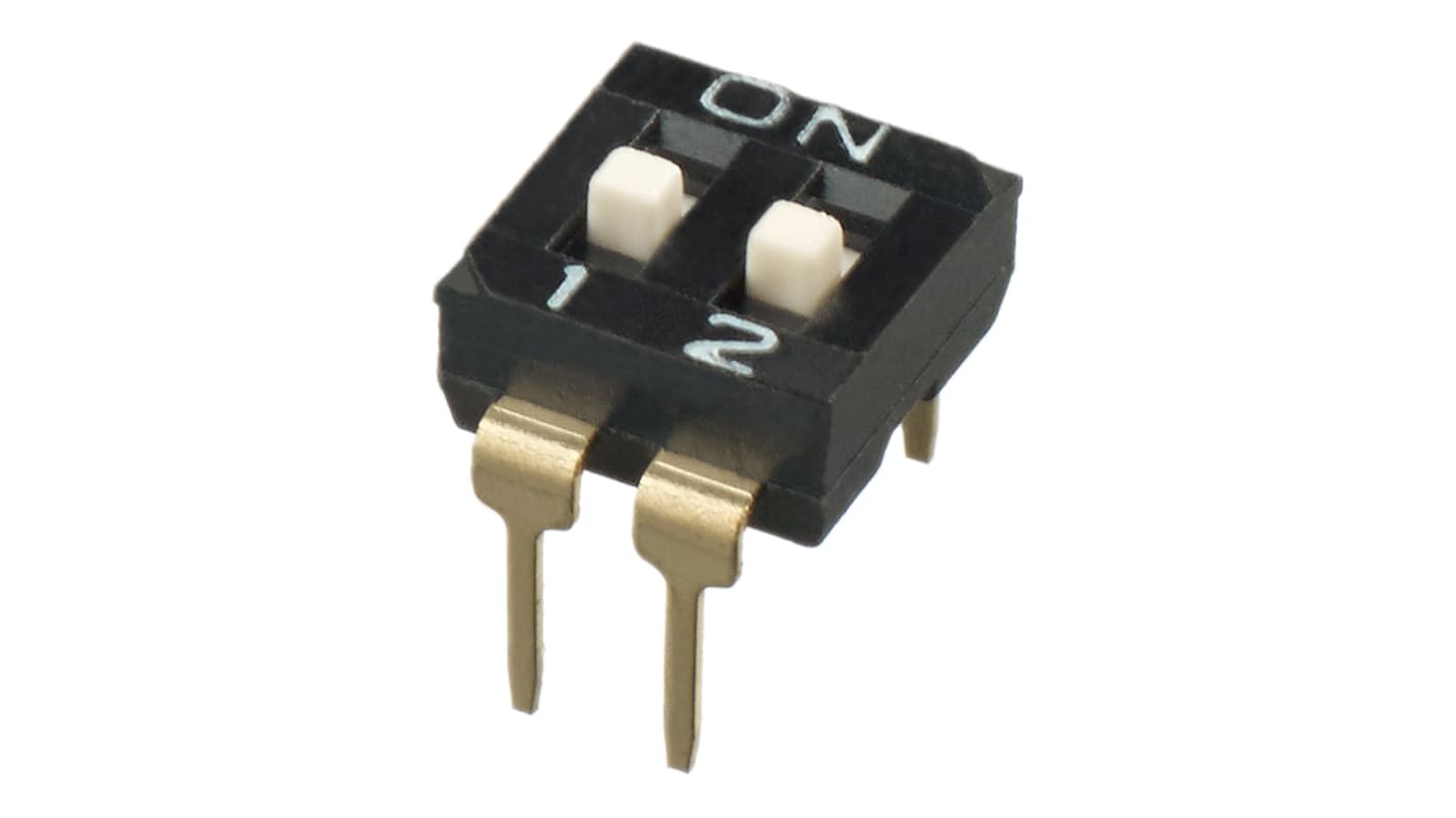 APEM THT DIP-Schalter 2-stellig 1-poliger Ein-/Ausschalter Phosphorbronze (beweglicher Kontakt) 100 mA (nicht