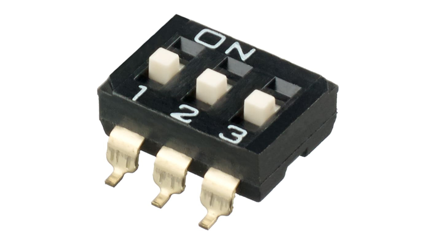 APEM DIP-Schalter 3-stellig 1-poliger Ein-/Ausschalter Phosphorbronze (beweglicher Kontakt) 100 mA (nicht schaltend) @