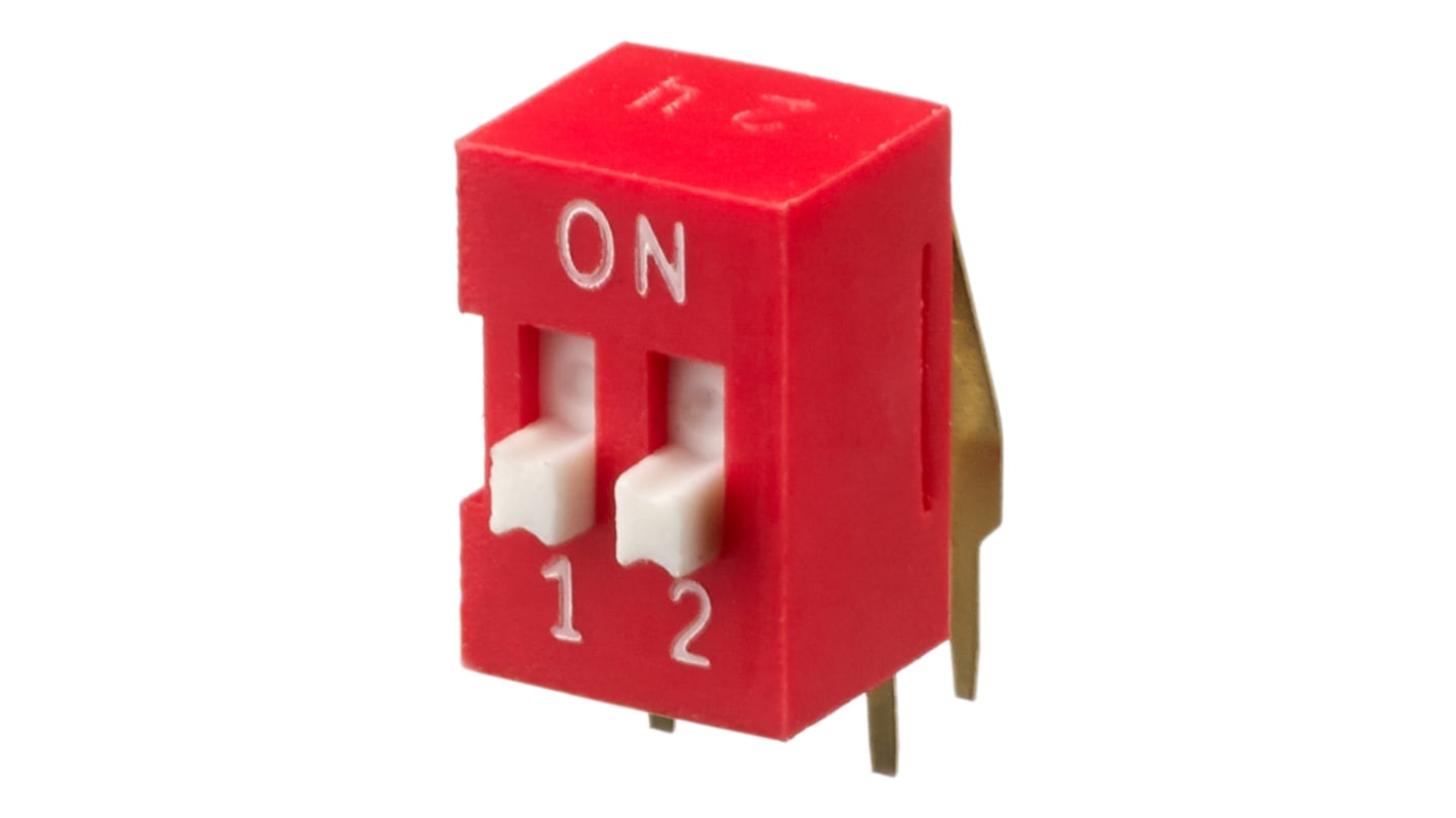 APEM 2 Way Through Hole DIP Switch SPST, Raised Actuator