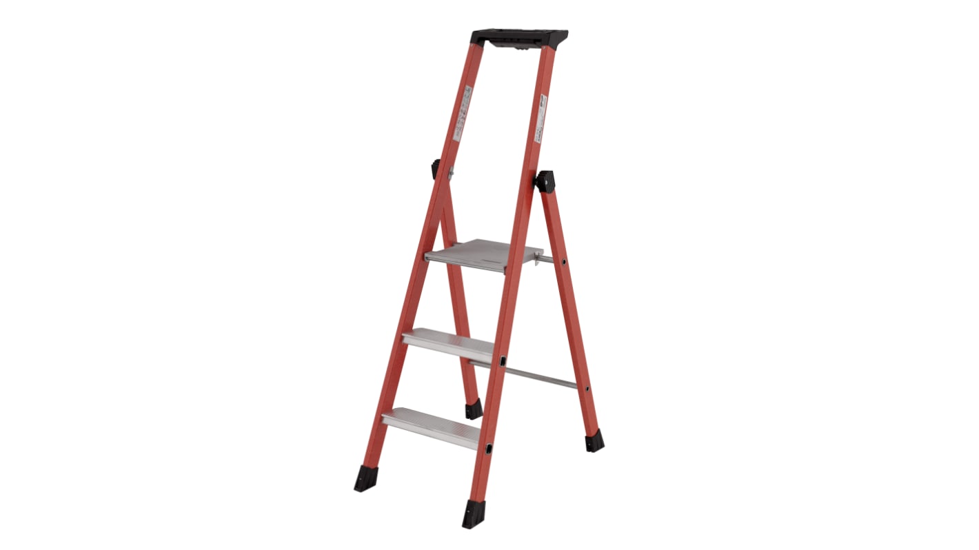 TUBESCA Fibreglass 3 steps Step Ladder, 0.69m platform height, 1.35m open length