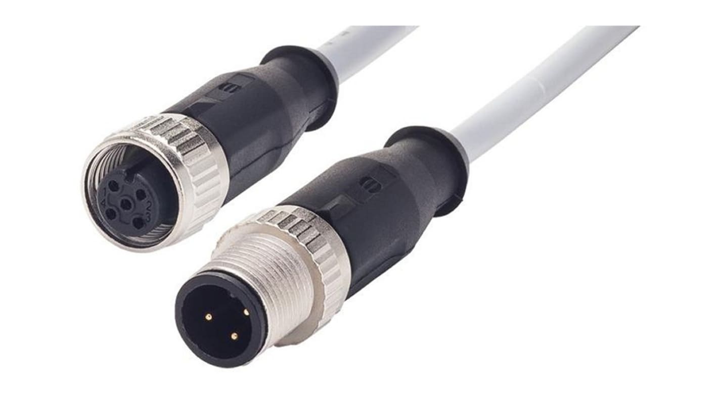 Cable de conexión HARTING, con. A M8 Hembra, 3 polos, con. B M8 Macho, 3 polos, cod.: A, long. 5m, IP67