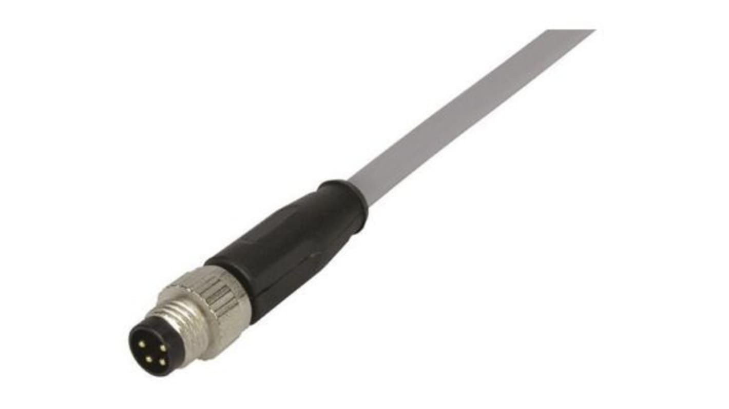 Cable de conexión Harting, con. A M8 Hembra, 4 polos, con. B M8 Macho, 4 polos, cod.: A, long. 5m, IP67