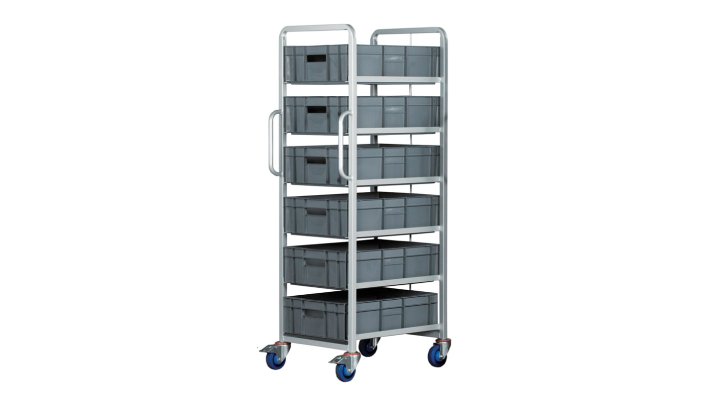 RS PRO 6 Shelf Steel Drawer Trolley, 600 x 400 x 170mm, 250kg Load