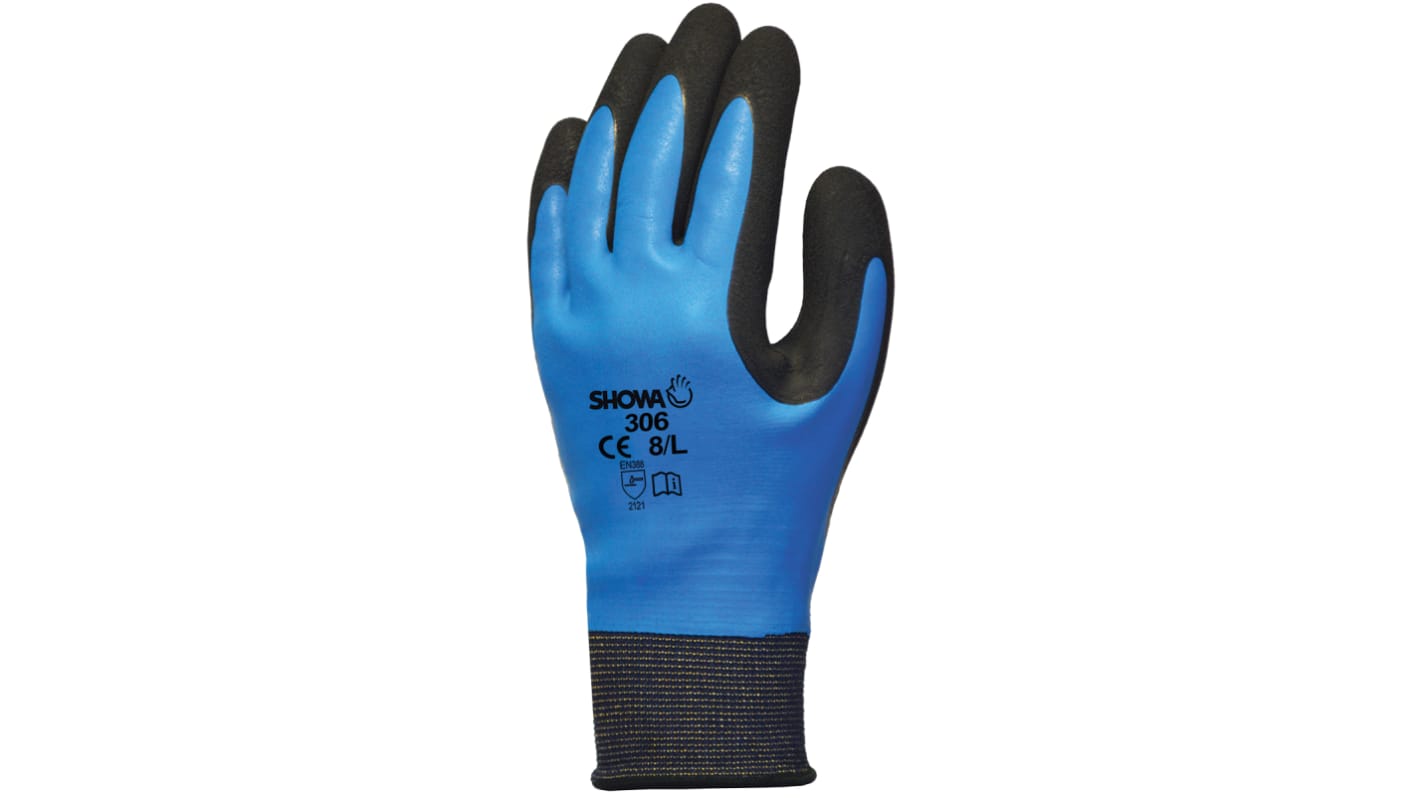 Showa Blue Nylon, Polyester General Purpose Work Gloves, Size 7, Medium, Latex Coating