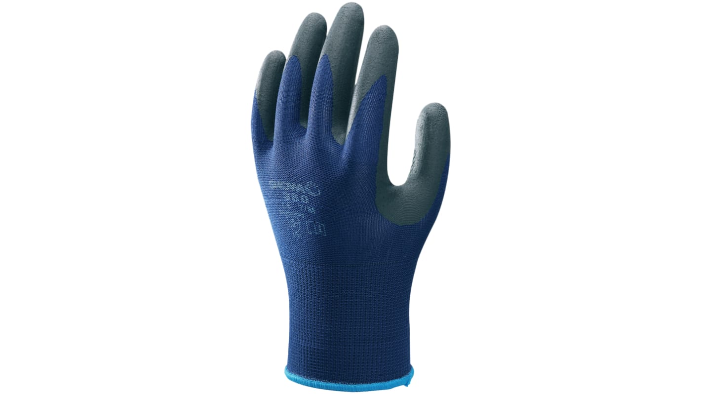 Showa Blue Nylon General Purpose Reusable Gloves, Size 9, Large, Nitrile Coating