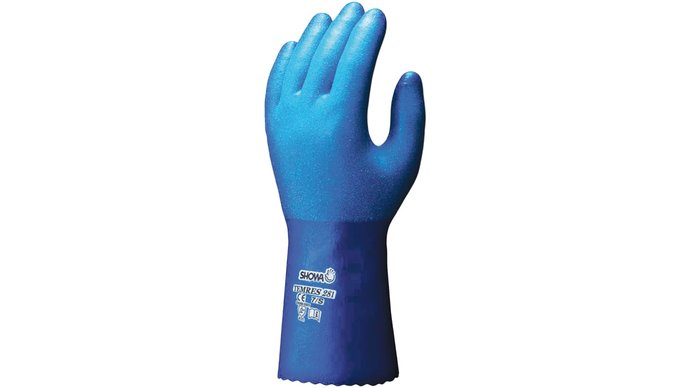 Showa Blue Nylon General Purpose Work Gloves, Size 9, Large, Aqua Polymer Coating