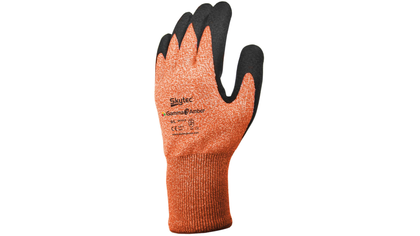 Skytec Orange Cut Resistant Work Gloves, Size 8, Medium, Nitrile Coating