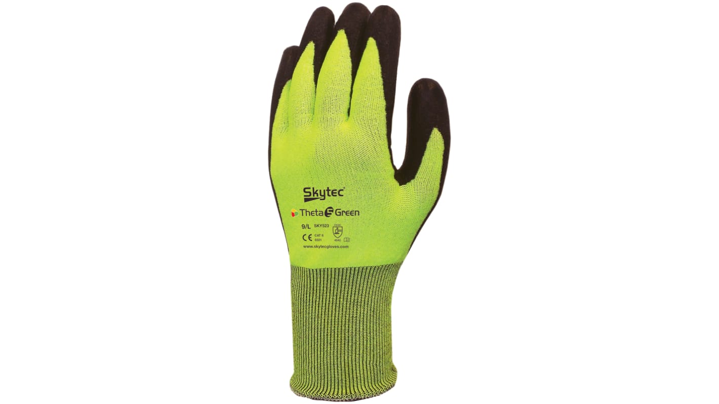 Skytec Green Cut Resistant Gloves, Size 8, Medium, Nitrile Coating