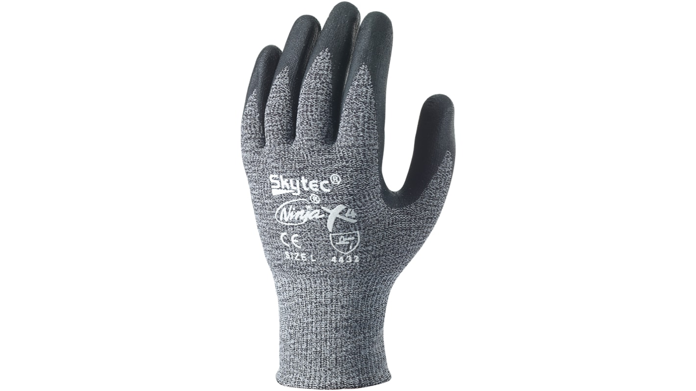 Skytec Black Glass Fibre, Nylon Cut Resistant Work Gloves, Size 8, Medium, Nitrile Coating