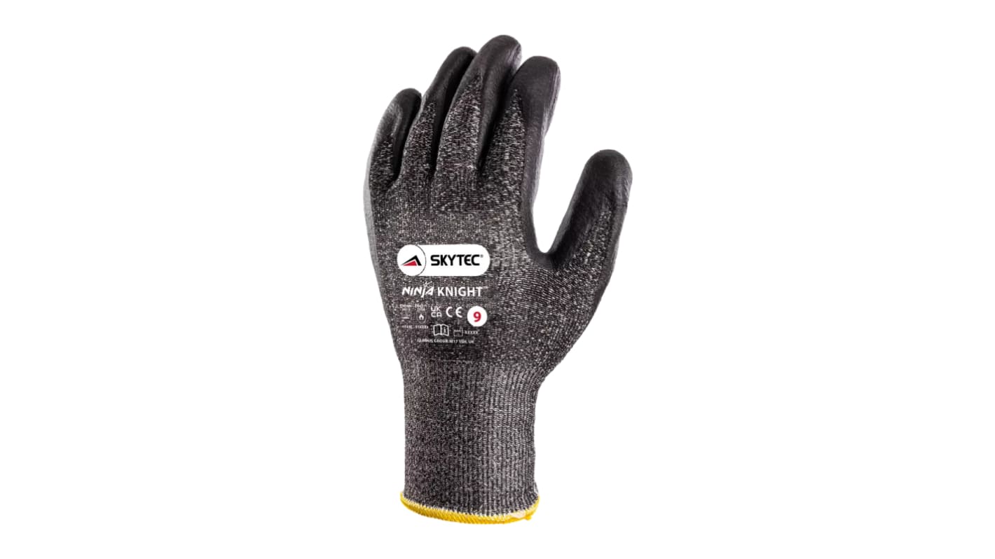 Skytec Black Glass Fibre, Polyethylene Cut Resistant Work Gloves, Size 8, Medium, Nitrile Coating