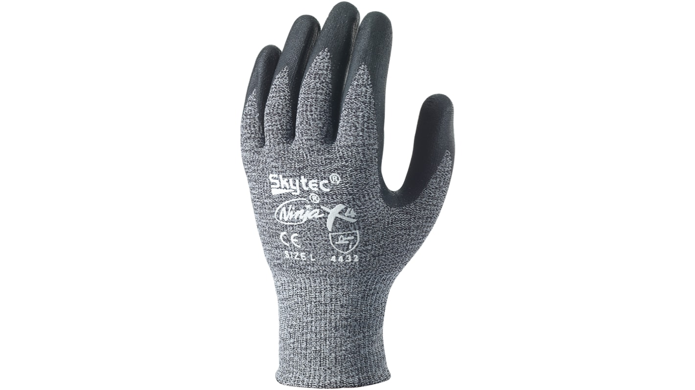 Skytec Black Glass Fibre, Nylon Cut Resistant Work Gloves, Size 10, Large, Nitrile Coating