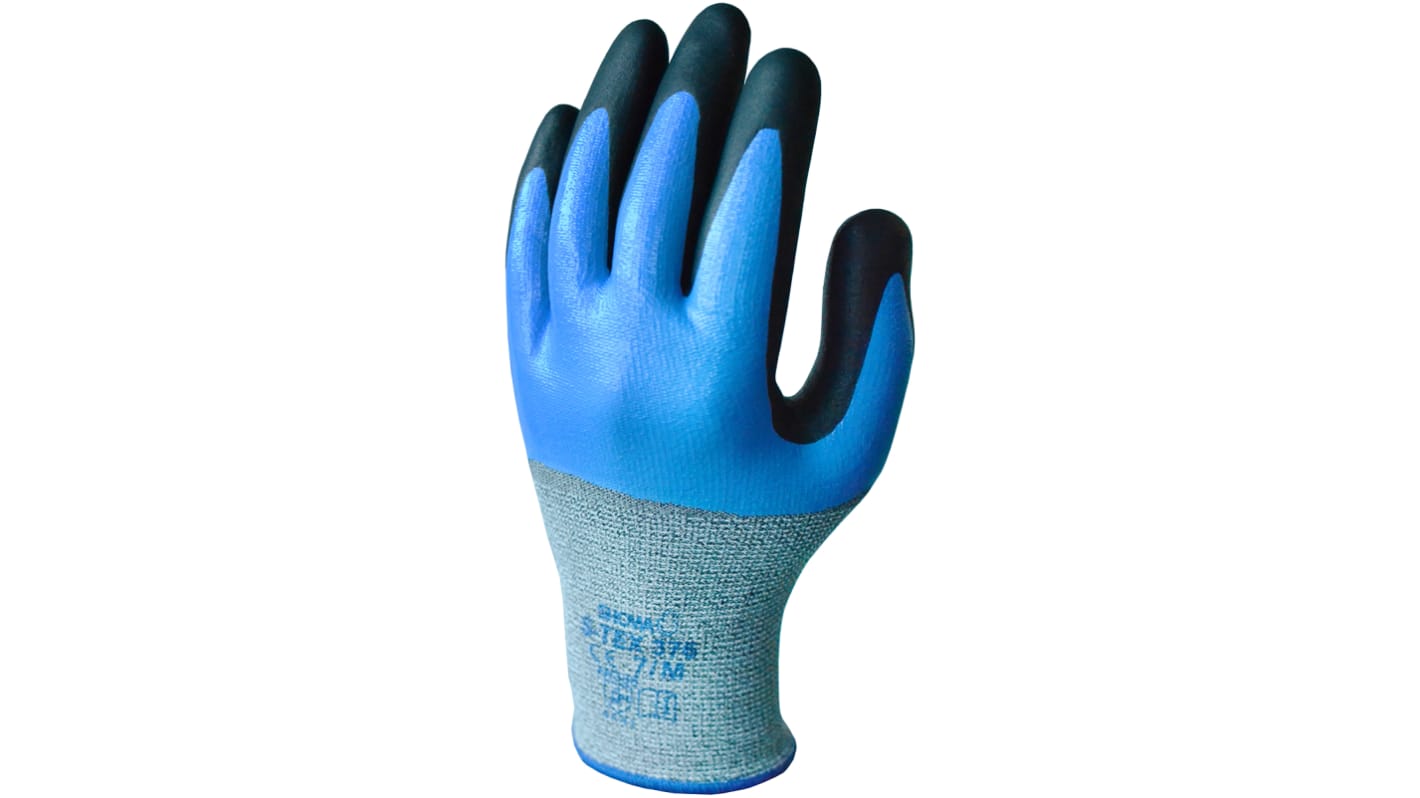 Guantes de trabajo de Poliéster, acero inoxidable Gris Showa, talla 7, S, con recubrimiento de Nitrilo