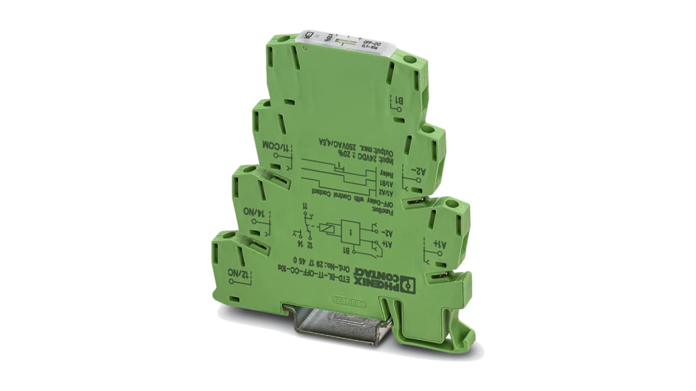 Timer Relay Egyszeres, 0.3 → 30min, SPDT, 2 érintkezős, Csavar, SPDT, ETD-BL-1T-OFF-CC- 30MIN-PT