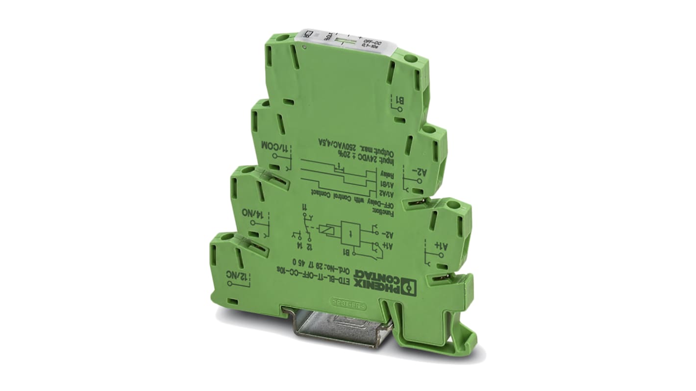 Timer Relay Phoenix Contact, intervallo 3 → 300min, 2 poli, SPDT, Guida DIN