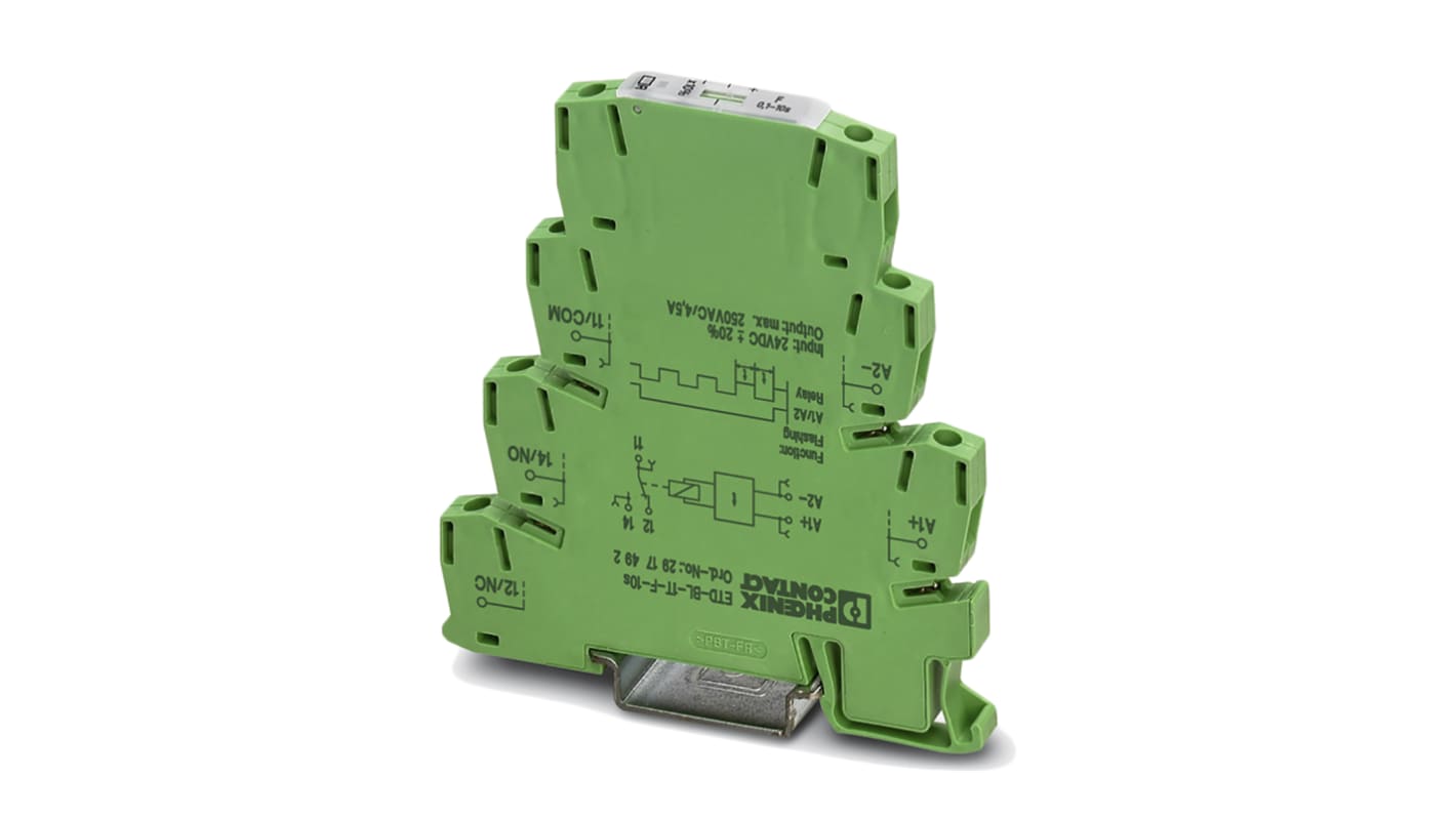 Timer Relay Phoenix Contact, intervallo 0.1 → 10s, 2 poli, SPDT, Guida DIN