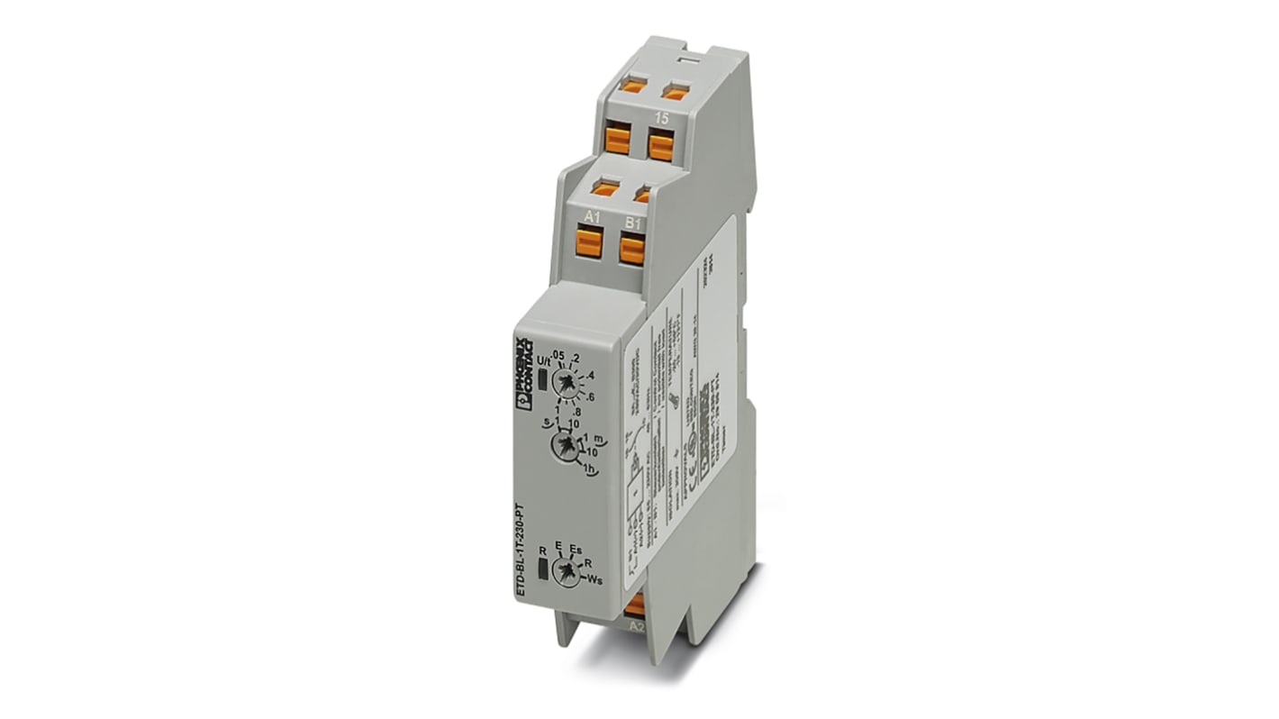 Phoenix Contact ETD-BL-1T-230 Series DIN Rail Mount Timer Relay, 24V, 2-Contact, 0.05 s → 1h, SPDT