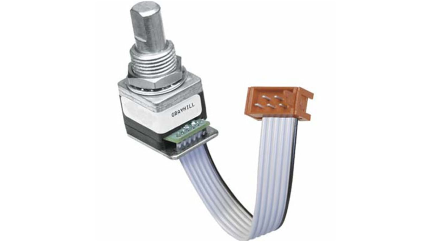 Codificador optico Grayhill, 5V dc, eje de 6,35 mm, Montaje en Superficie, Plano, Terminación Conector