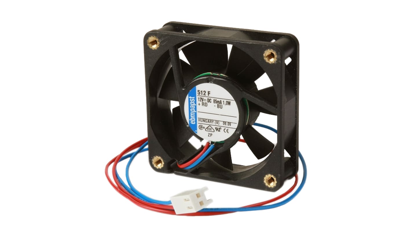 ebm-papst 600 F Series Axial Fan, 12 V dc, DC Operation, 19m³/h, 400mW, 60 x 60 x 15mm