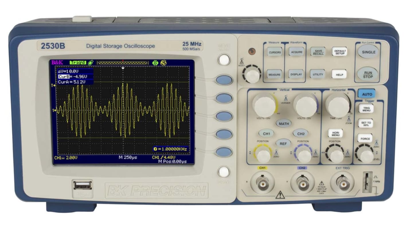 BK Precision BK2530B 2510 Series Digital Storage Oscilloscope, 2 Analogue Channels, 25MHz