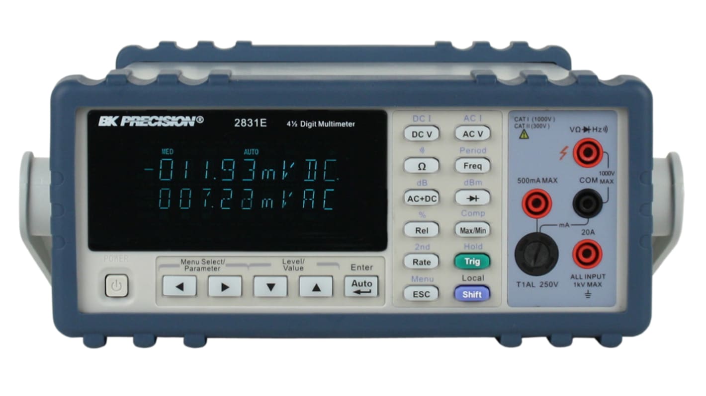 Multímetro de banco BK Precision 2831E, 750V ac/1000V dc, 20A ac/20A dc, TRMS, CAT I, CAT II