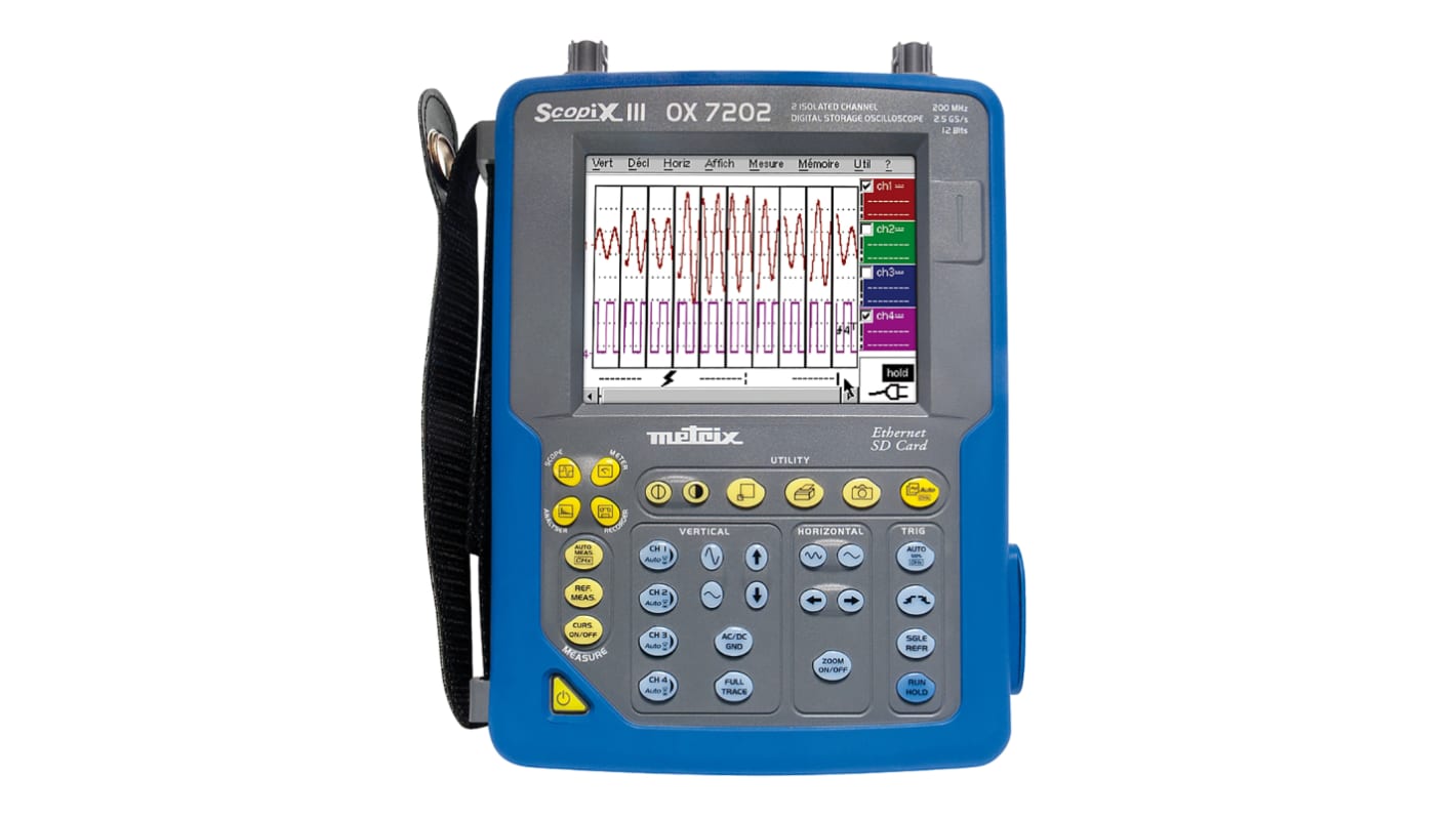 Metrix OX7202-BUS OX720 Series Digital Storage, Handheld Digital Oscilloscope, 2 Analogue Channels, 200MHz