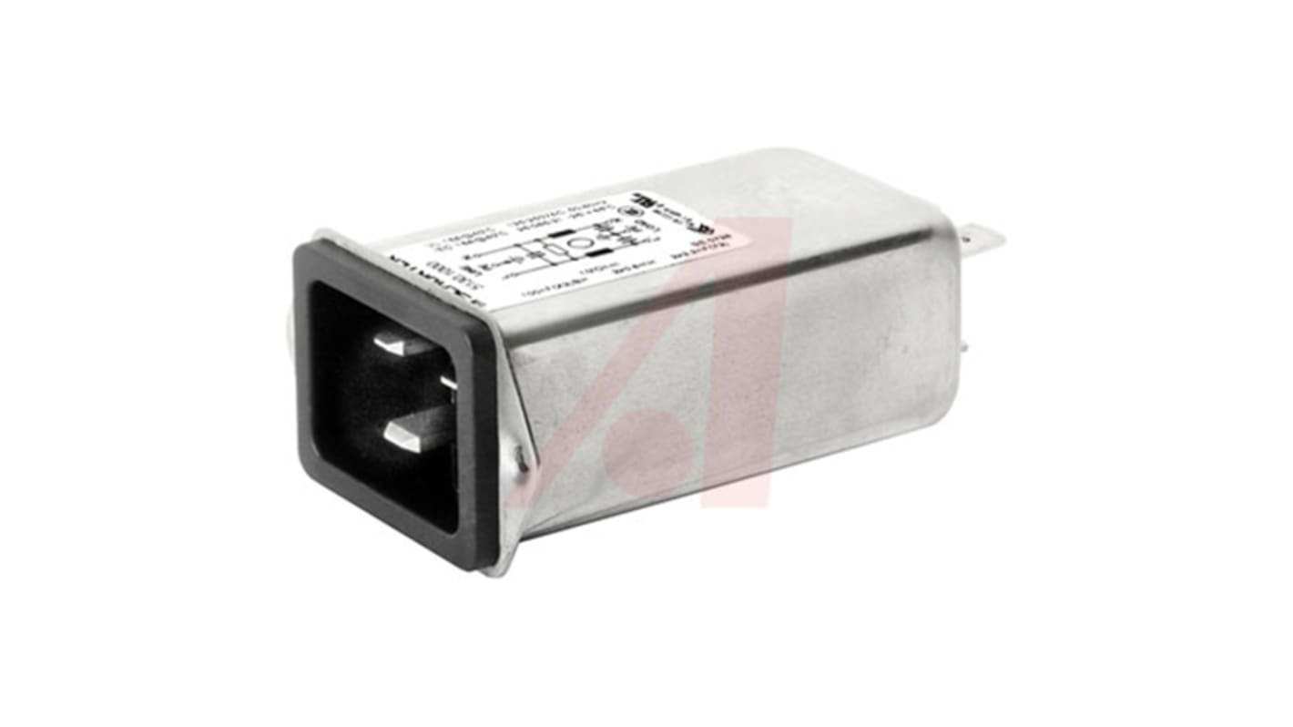 Schurter 16 (IEC) A, 20 (UL / CSA) A, 250 V ac Male Panel Mount Filtered IEC Connector 5130.1001, Quick Connect None