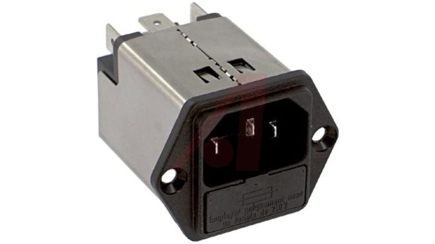 Schurter 10A, 250 V ac Male Panel Mount Filtered IEC Connector 5200.1023.1, Quick Connect 1 Fuse