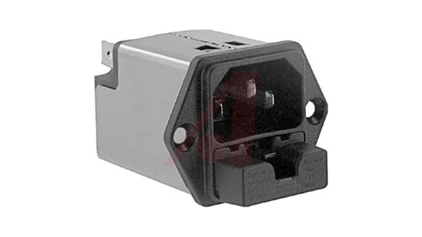 Schurter 1A, 250 V ac Male Panel Mount Filtered IEC Connector 5220.0123.1, Quick Connect 2 Fuse