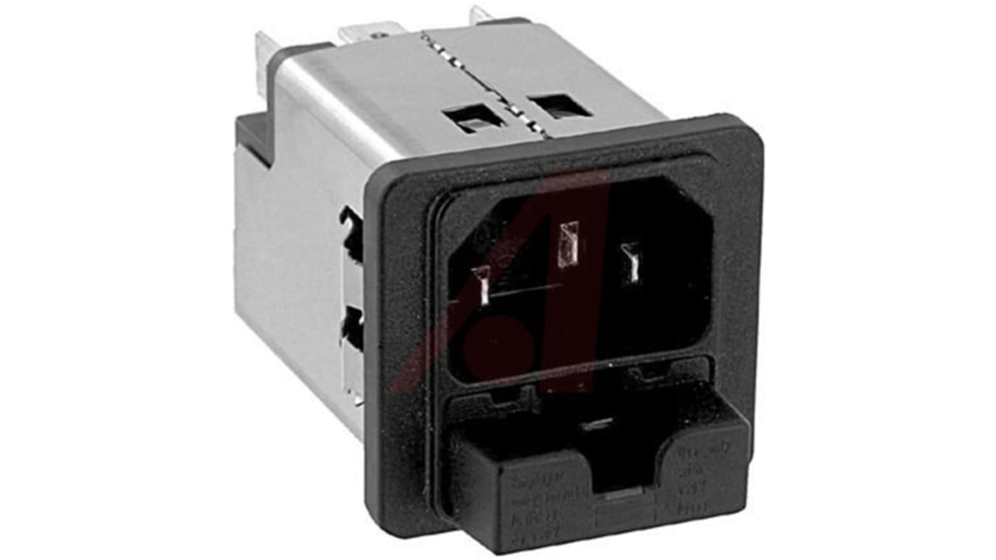 Conector IEC C14 macho Schurter, Encaje a Presión, 250 V, 6A, con 2 fusibles de 5 x 20mm, con interruptor