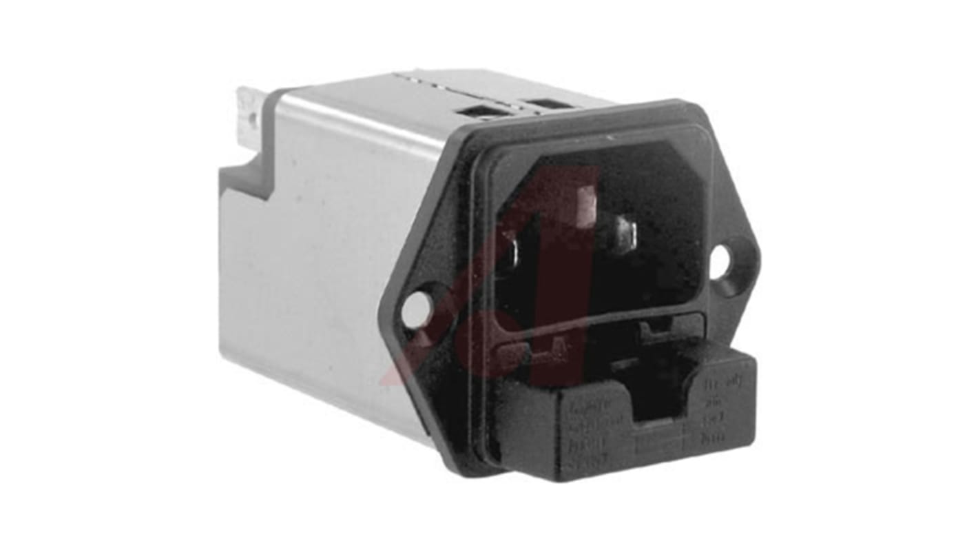 Schurter 10A, 250 V ac Male Panel Mount Filtered IEC Connector 5220.1023.1, Quick Connect 2 Fuse