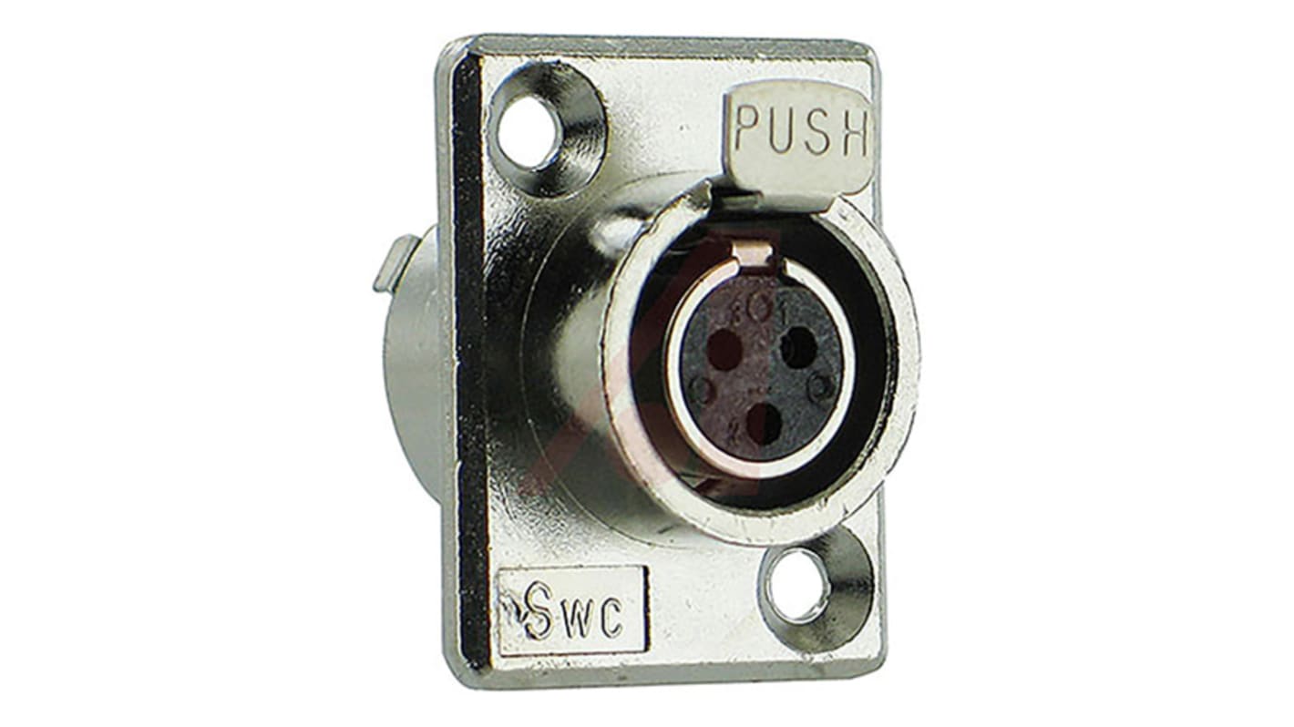 Switchcraft Panel Mount XLR Connector, Female, 125 V ac, 3 Way, Silver Plating