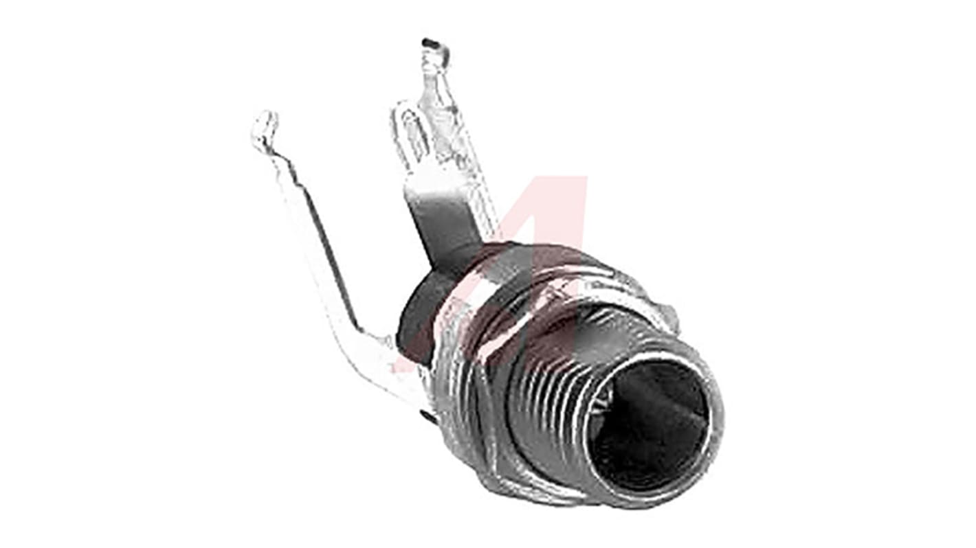 Switchcraft, RA Right Angle DC Socket Rated At 5.0A, 12.0 V, Panel Mount, length 23.3mm, Silver