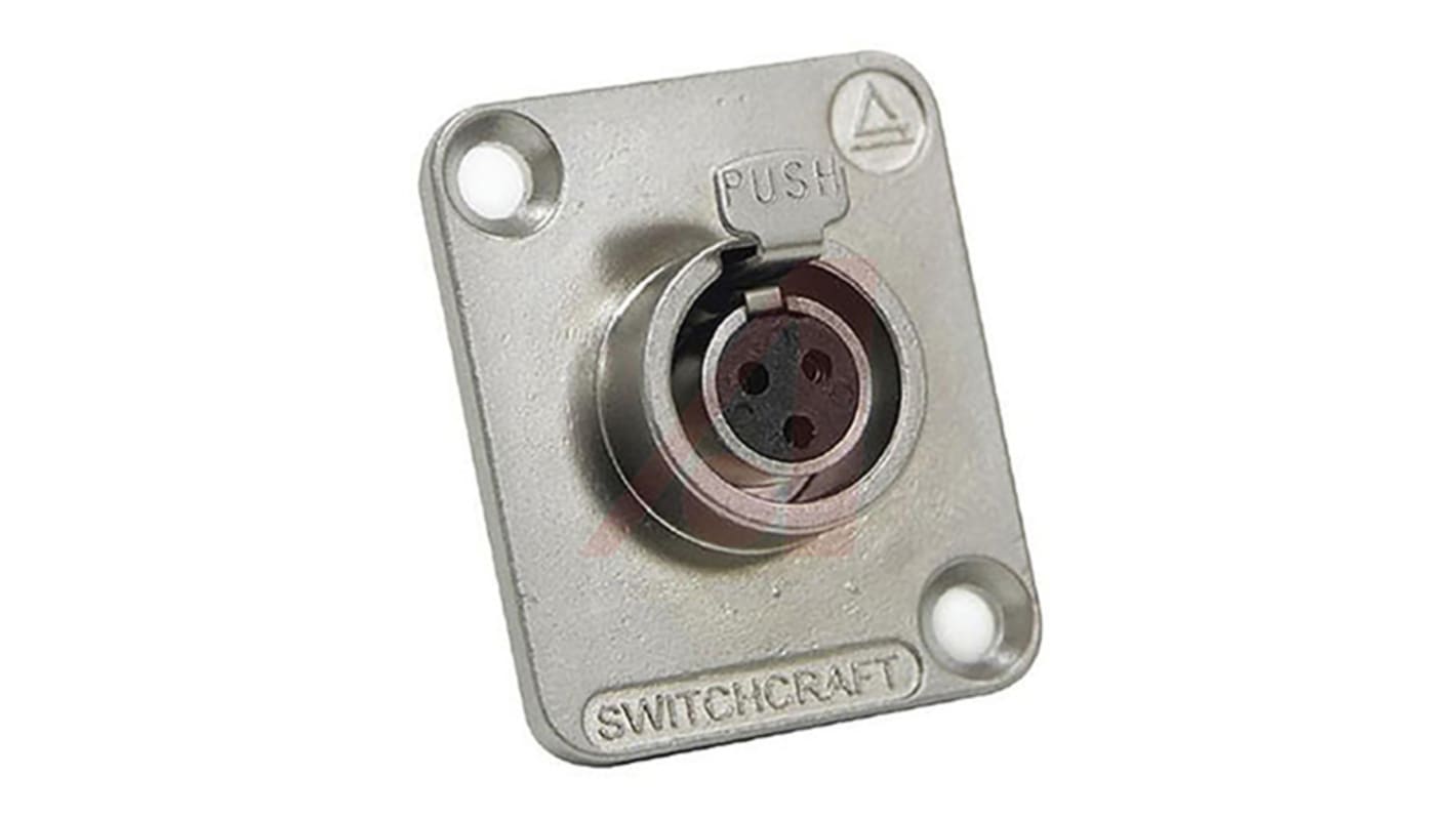 Switchcraft Panel Mount XLR Connector, Male, 3 Way, Silver Plating