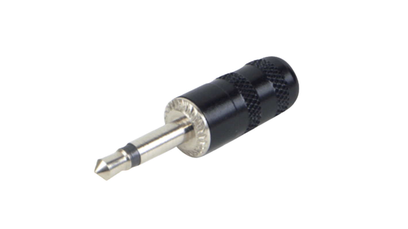 Connettore jack, 2.5 mm, Maschio, Nero, Montaggio su cavo