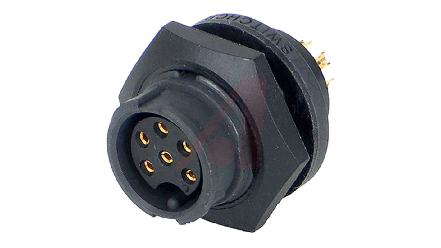 Switchcraft Connector, 6 Contacts, Panel Mount, Plug, Female, IP16, IP18, IP66, IP68, EN3 Series