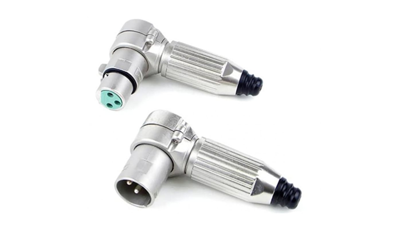 Switchcraft Cable Mount XLR Connector, Right Angle, Female, 125 V ac, 4 Way, Silver Plating