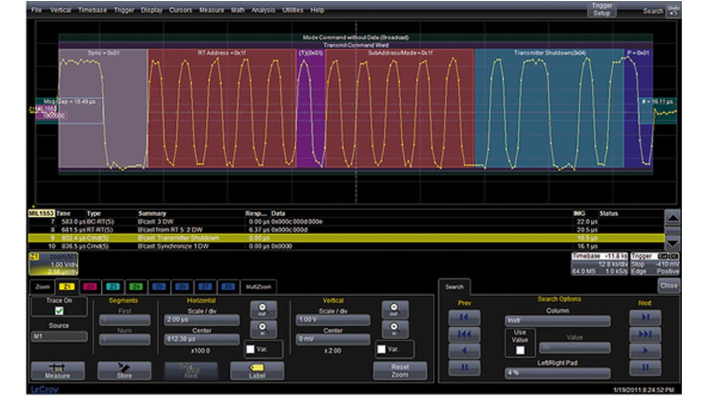 Teledyne LeCroy HDO4K-1553 TD Oscilloscopsoftware, MIL-STD-1553-trigger og dekodningssoftware, For HDO4000 serien